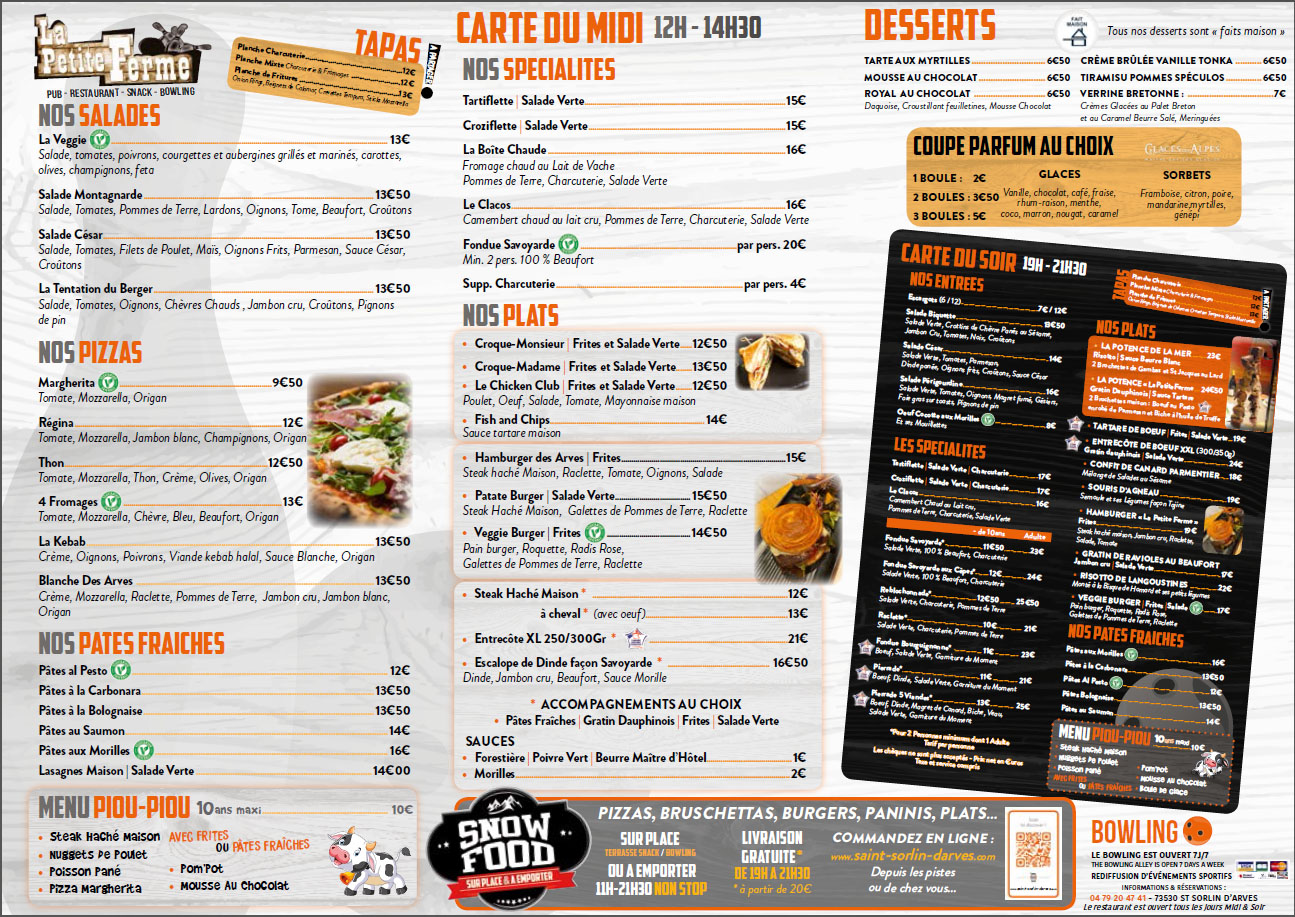 RESTAURANT  La Petite Ferme St Sorlin d'Arves Bowling, restaurant, Pub